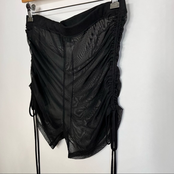 SOLD Fashion Nova Black Mesh Ruched Shorts - Picture 6 of 7